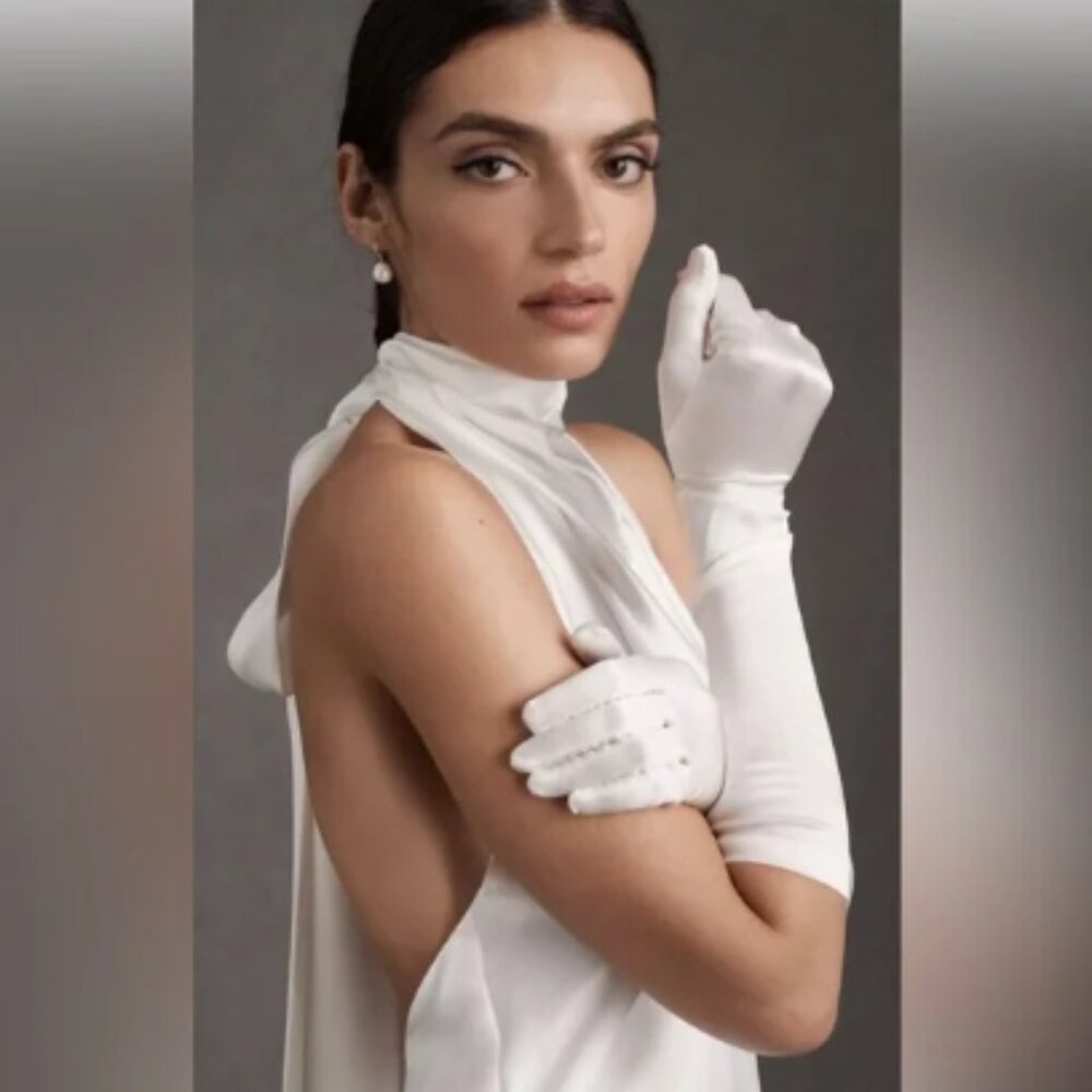 BHLDN Satin Bridal Gloves